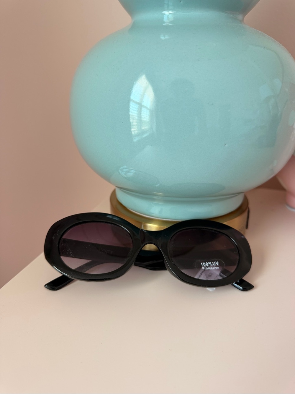 LOFT Black Oval Women's Sunglasses - 100% UV Protection NWT